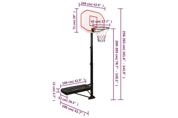 Basketball Stand White 258-363 Cm Polyethene - One Size