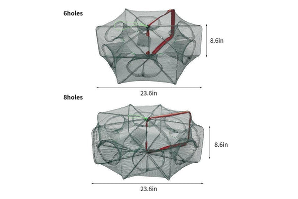 6 Or 8 Holes Automatic Fishing Net Cage Portable Foldable Crab Shrimp Trap - 6-Hole