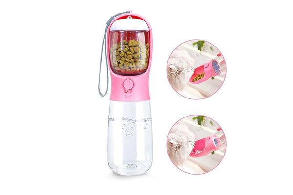 Petswol: Portable Outdoor Pet Water Bottle Feeder - Pink