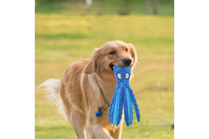 FancyGrab Dog Chew Toys Dog Squeaky Toys Octopus Squeaky Toys For Puppy Blue