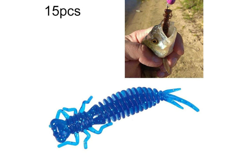 15 Piece 8 Colour Soft Silicone Larvae Bait 75mm Size