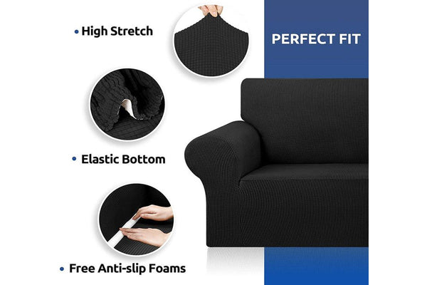 Stretch Sofa Slipcover - Black (4-Seat)