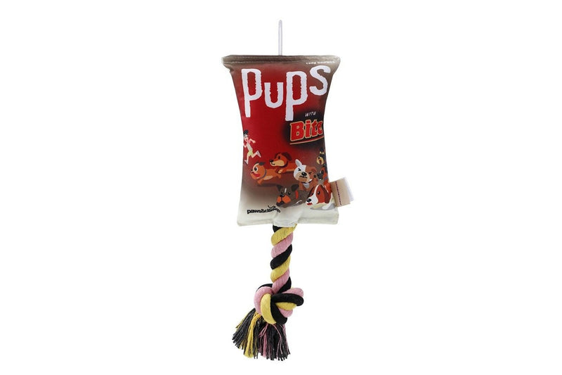 2x Paws & Claws Pet Dog 25cm Pups Snacks Oxford Tugger Play Toy w Rope Assorted