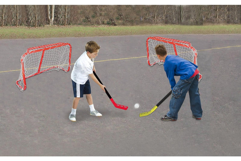 Twin Hockey Goal Set (2 Goals + 2 Nets + 2 Hockey Sticks + 2 Hockey Balls)