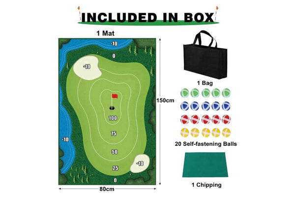 Chipping Golf Game Mat Set Golf Practice Mat Play Mat Indoor Outdoor Games Equipment (Size:With 6pcs Ground Stakes)