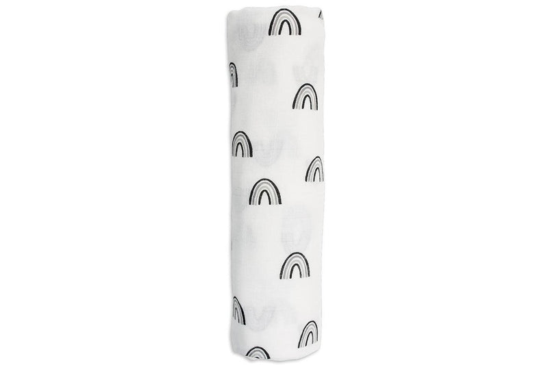 Lulujo: Muslin Bamboo Swaddle - Black Rainbow