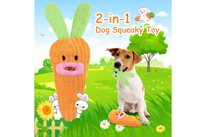 Plush Squeaky Dog Toy Interactive Food Dispensing Puzzle