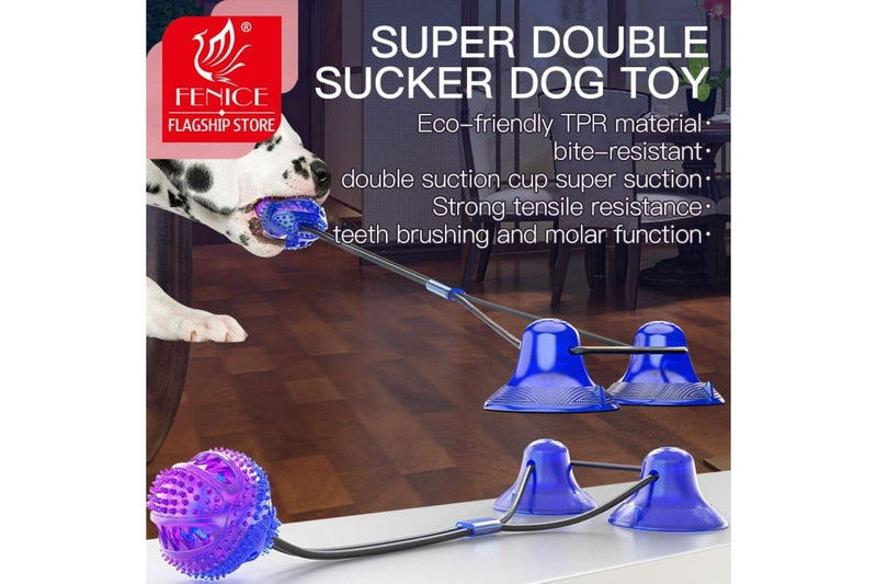 Pet Puppy Interactive Suction Double Dog Toys Push Tpr Ball Toys Molar Bite Toy Elastic Ropes