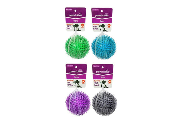 3x Paws & Claws TPR 9cm Spikey Ball Pet Dog Puppy Chew Tooth Teething Toy Assort