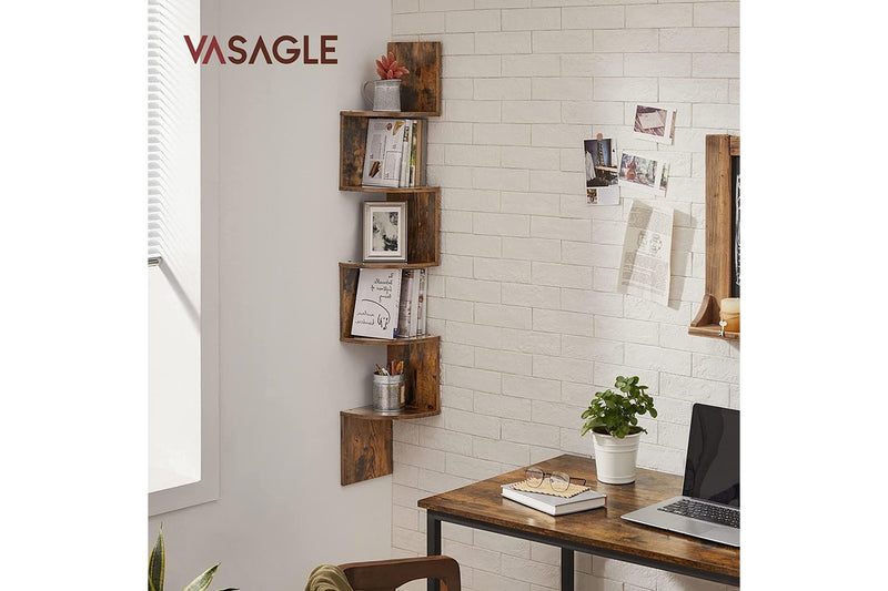 Vasagle Floating Corner Shelf - 5-Tier (Rustic Brown)