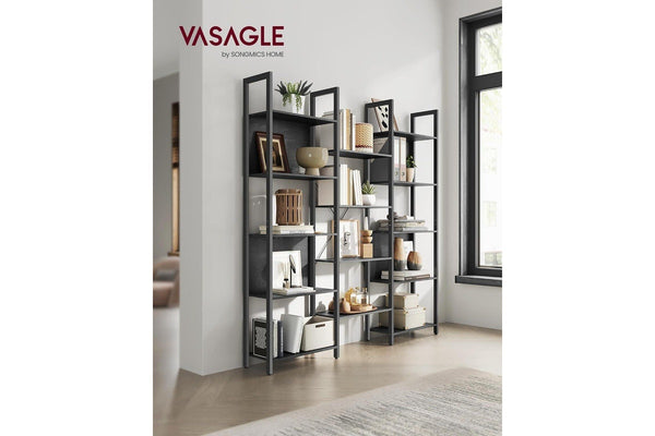 VASAGLE Metal Frame Bookshelf with 14 Shelves - Black