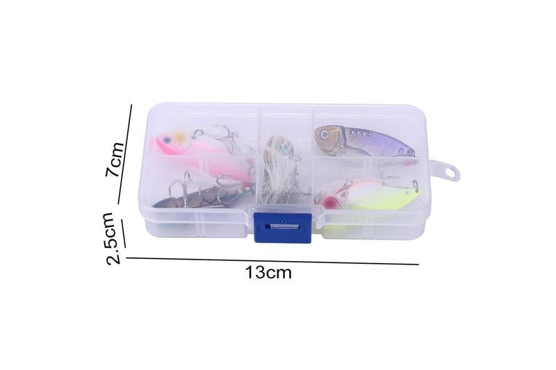 5 Piece Metal Vib Fishing Lure Set With Plastic Box