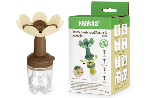 Haakaa: Flower Fresh Food Feeder & Cover Set - Oat