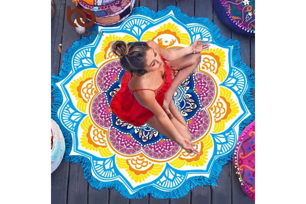 Chakra Mandala Cover-up Round Beach Towel Yoga Mat