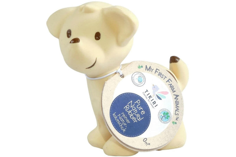 Tikiri: Natural Rubber Rattle & Bath Toy - Puppy