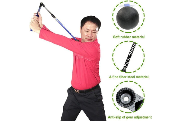 Foldable Golf Swing Trainer Warm Up Stick Golf Training Stick Corrector Golf Training Aid (Color:Black)