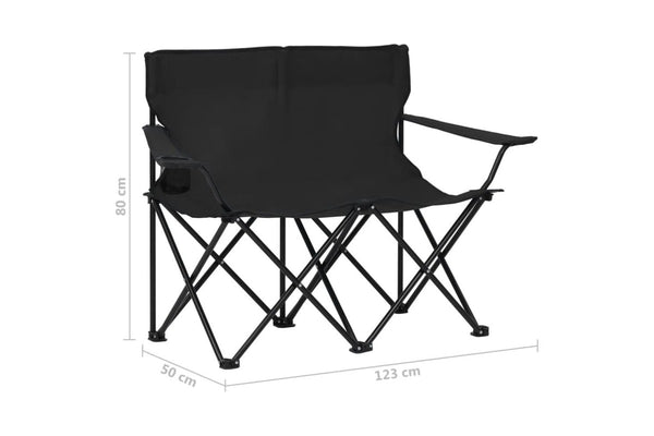 2-seater Foldable Camping Chair Steel And Fabric Black Totptn