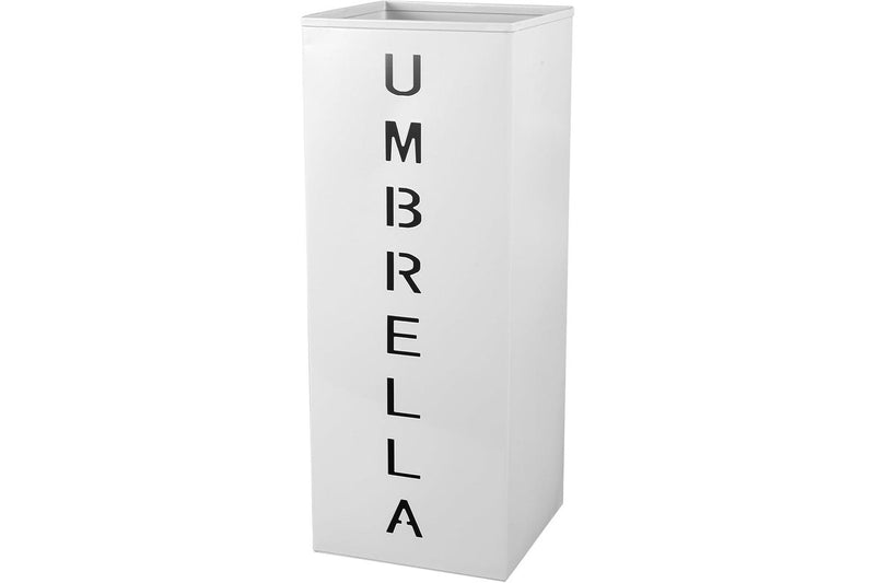 Metal Umbrella Stand 16.5x6.3x6.3 Square Free Standing White