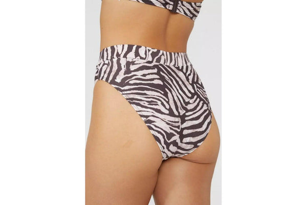 Gorgeous Womens/Ladies Zebra Print Mid Rise Bikini Bottoms (White/Brown) (10 UK)