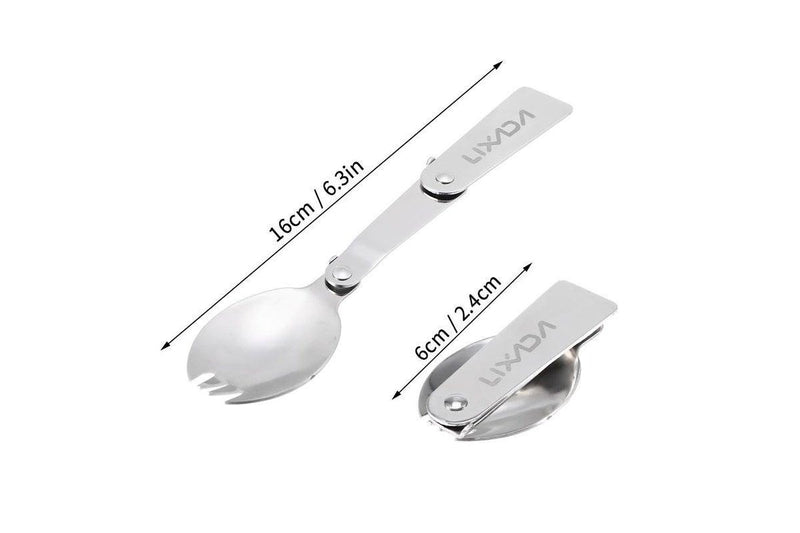 Lixada Pack Of 2 Outdoor Foldable Stainless Steel Spoon - Standard