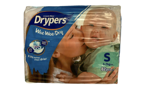 1pk 82 Drypers Baby Wee Wee Dry Nappies Nappy Diapers - Small 3-7Kg Diapers