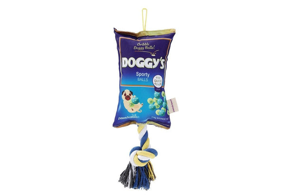 2x Paws & Claws 25cm Doggy's Balls Snacks Oxford Tugger Pet Play Toy w Rope Asst