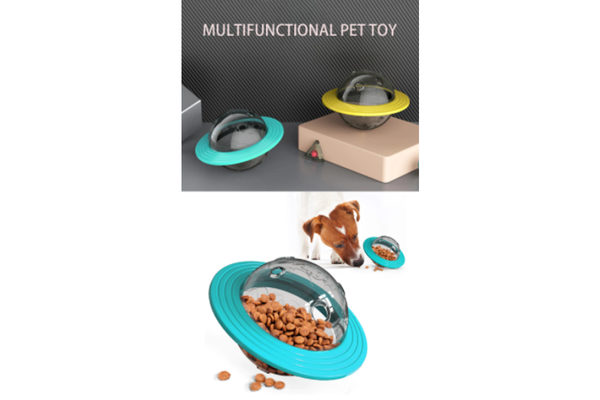 2 Sets of Ufo Flying Frisbee Feeder For Dogs Pet Toy Blue