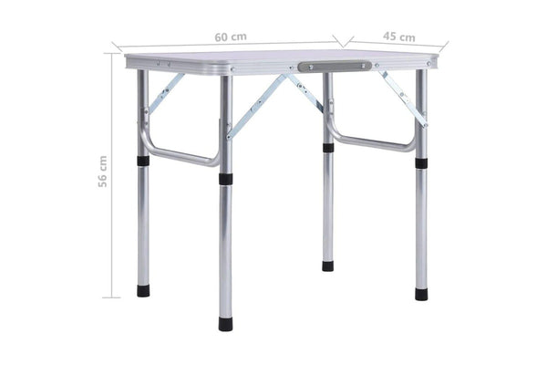 Folding Camping Table White Aluminium 60x45 Cm Anoin