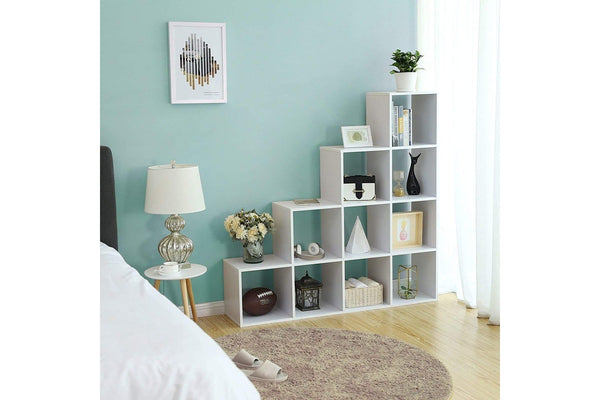 VASAGLE Stair Shaped Cube Bookcase - White