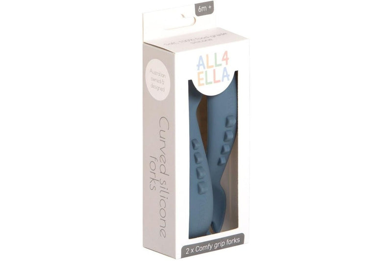 All4Ella: Comfy Grip Silicone Forks - Slate Blue (2 Pack)