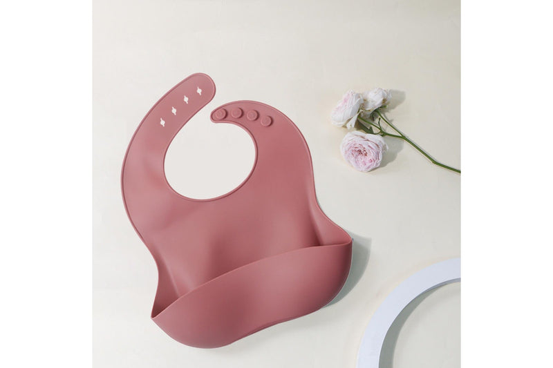 Baby Silicone Adjustable Bib - Pink