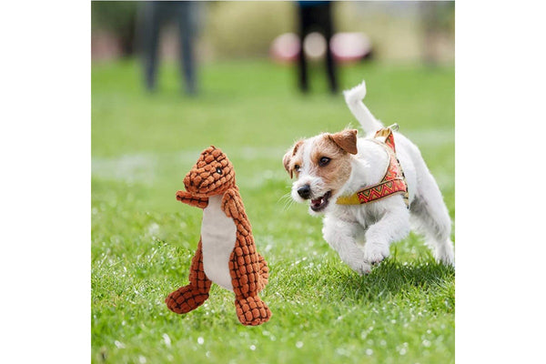 Fluffy Dinosaur Squeaky Toy for Dogs Pet Dog Sound Chew Toy Orange