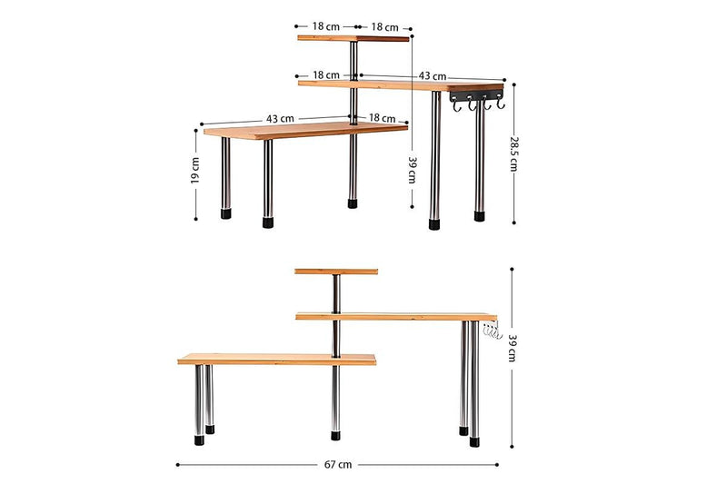 STORFEX 3 Tier Multifunctional Corner Shelf with Hooks