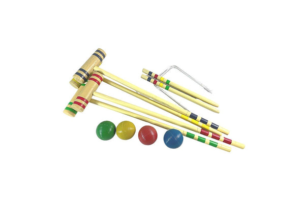 Regent Classic 4-Player Croquet Set Mallets Balls Outdoor Family Game Fun Play