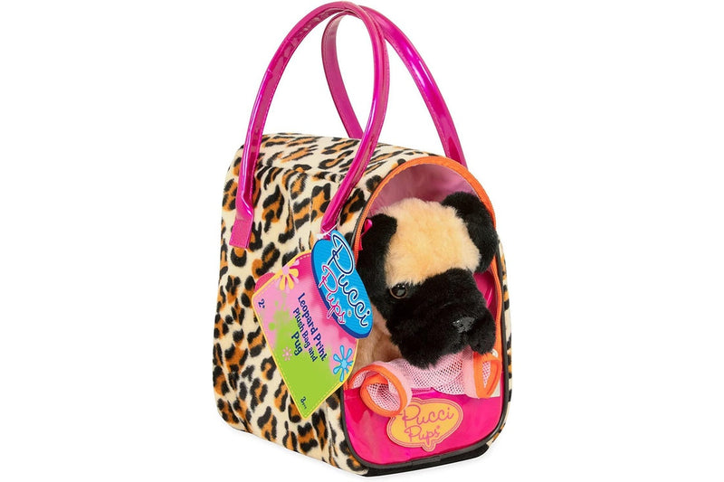 Pucci Pup - Leopard Plush Glam Bag & Pug