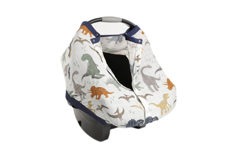 Little Unicorn: Muslin Car Seat Canopy V2 - Dino Friends