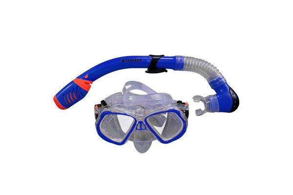 2pc Oz Ocean Ningaloo Kids Adjustable Swimming Mask Goggles & Snorkel Set Blue