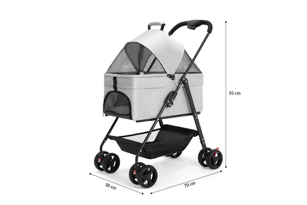 ZOOMIES 3-in-1 Foldable Pet Stroller - Grey