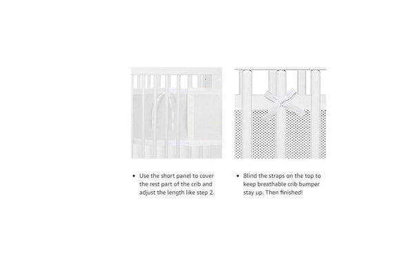 4 Sided Cot Liner Cot Shield Mesh Crib Breathable Baby Bumper Airflow WHITE