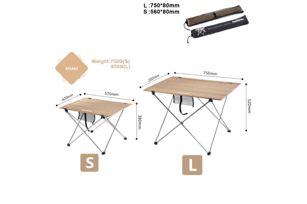 Khaki Naturehike Outdoor Camping Hiking Ultralight Folding Picnic Table - Small