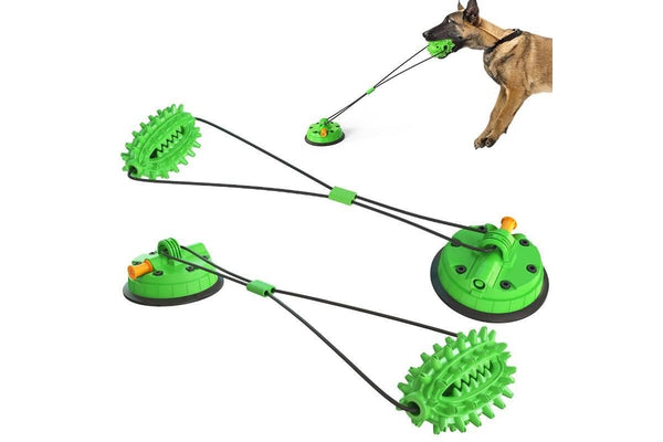 Dog Molar Bite Toy Multifunction Pet Chew Toys Upgraded Double Suction Cup Dog Pull Ball (Color:Green)