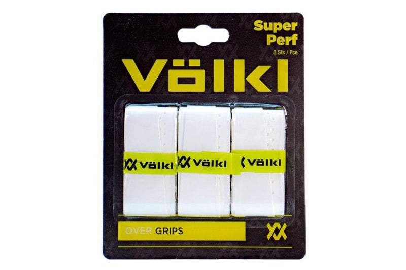 3-Pack Volkl Super Perf Over Grips for Tennis Squash Pickleball Racquets - White