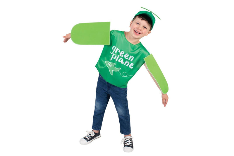 Emma Memma: Green Plane Kids Costume - (Size: 3-5)