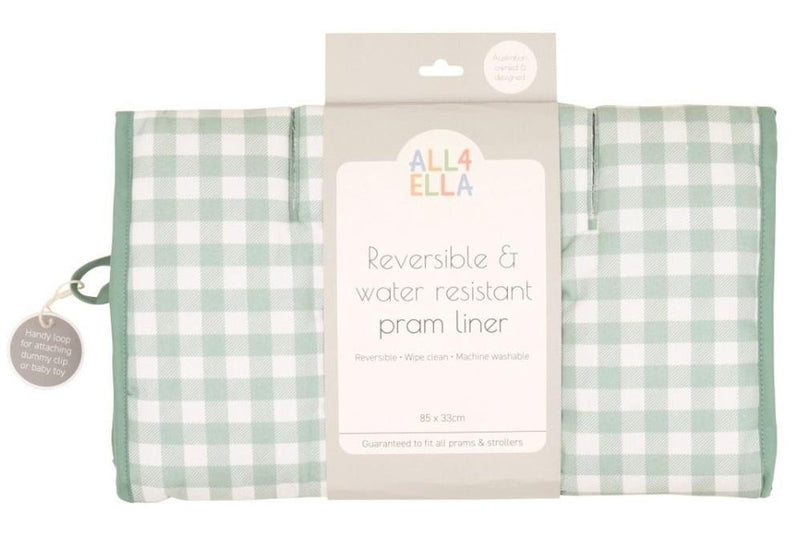 All4Ella: Pram Liner - Gingham Sage