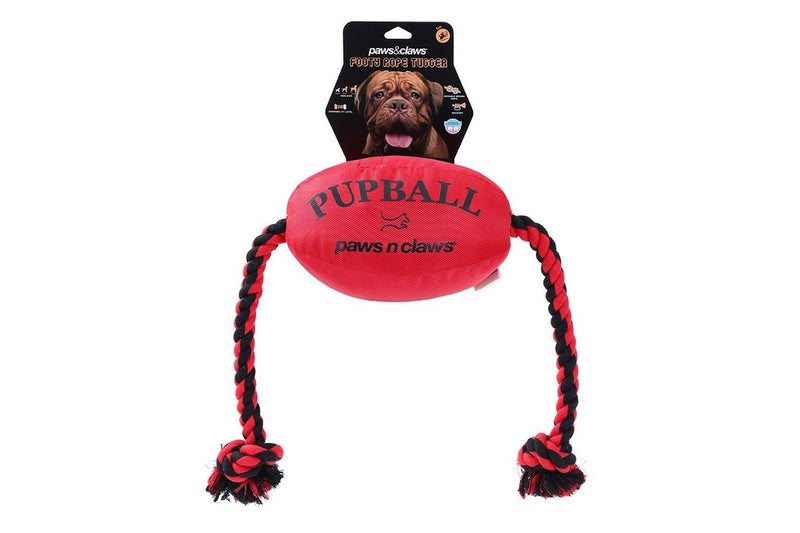 2x Paws & Claws 75cm Footy Oxford Dog Rope Toy Tugger Pupball Pet Chew Play Red