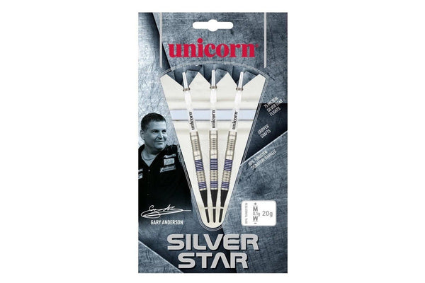 Unicorn Gary Anderson Silver Star Tungsten Darts (Pack of 3) (Silver/White/Black) (25g)