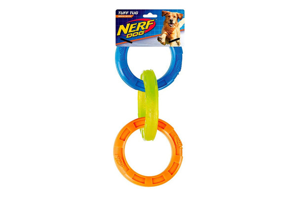 Nerf Tuff Tug 3 Rubber Chew Bite Circle Ring Pet Dog Interactive Playing Toy