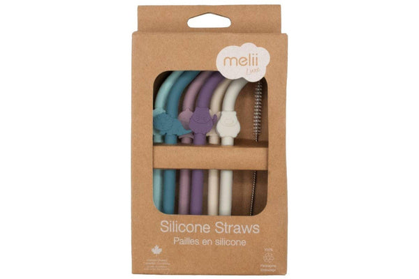 Melii: Silicone Luxe Animal Straws with Cleaning Brush