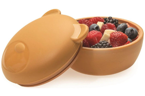 Melii: Silicone Animal Bowl with Lid & Utensils - Bear