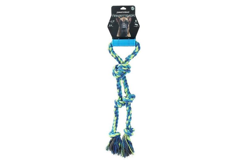 3x Paws & Claws 50cm Twin Knotted Rope Tugger Dog Toy Pet Interactive w Handle